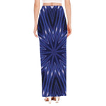 Blue Kaleidoscope Print High Slit Maxi Skirt