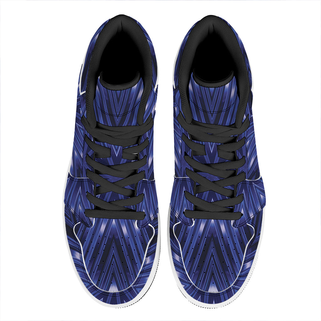 Blue Kaleidoscope Print High Top Leather Sneakers