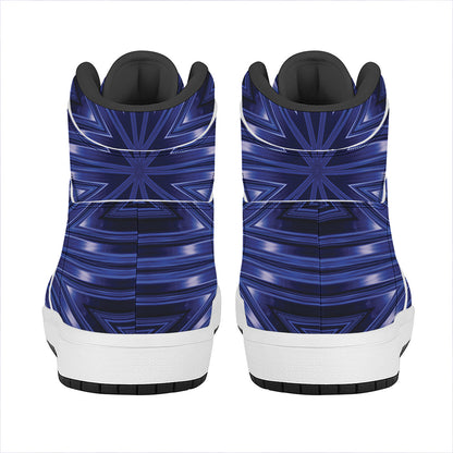 Blue Kaleidoscope Print High Top Leather Sneakers