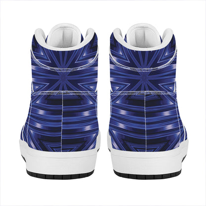 Blue Kaleidoscope Print High Top Leather Sneakers