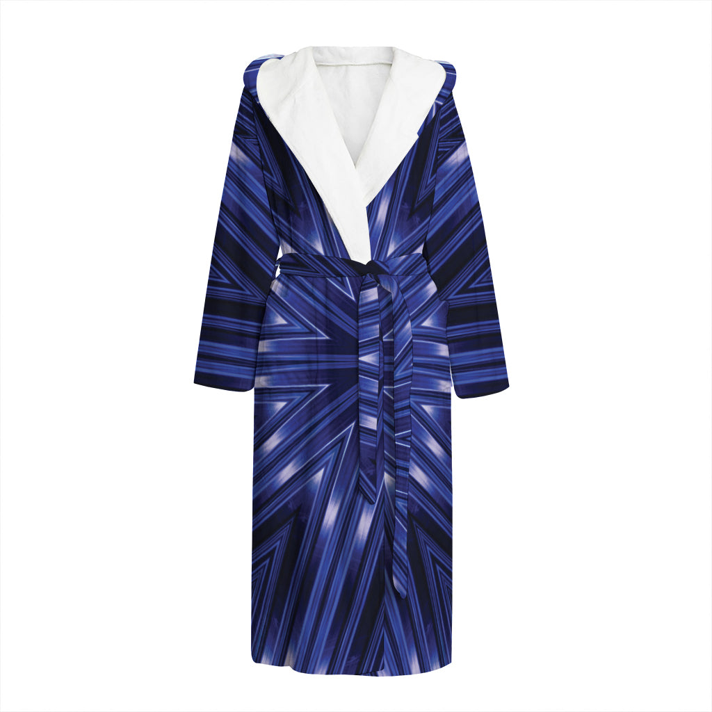 Blue Kaleidoscope Print Hooded Bathrobe
