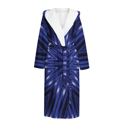 Blue Kaleidoscope Print Hooded Bathrobe