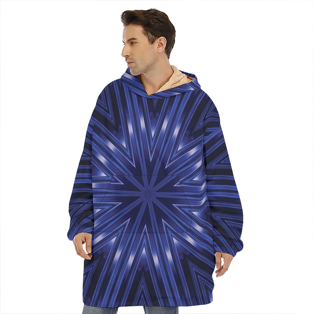 Blue Kaleidoscope Print Hoodie Blanket