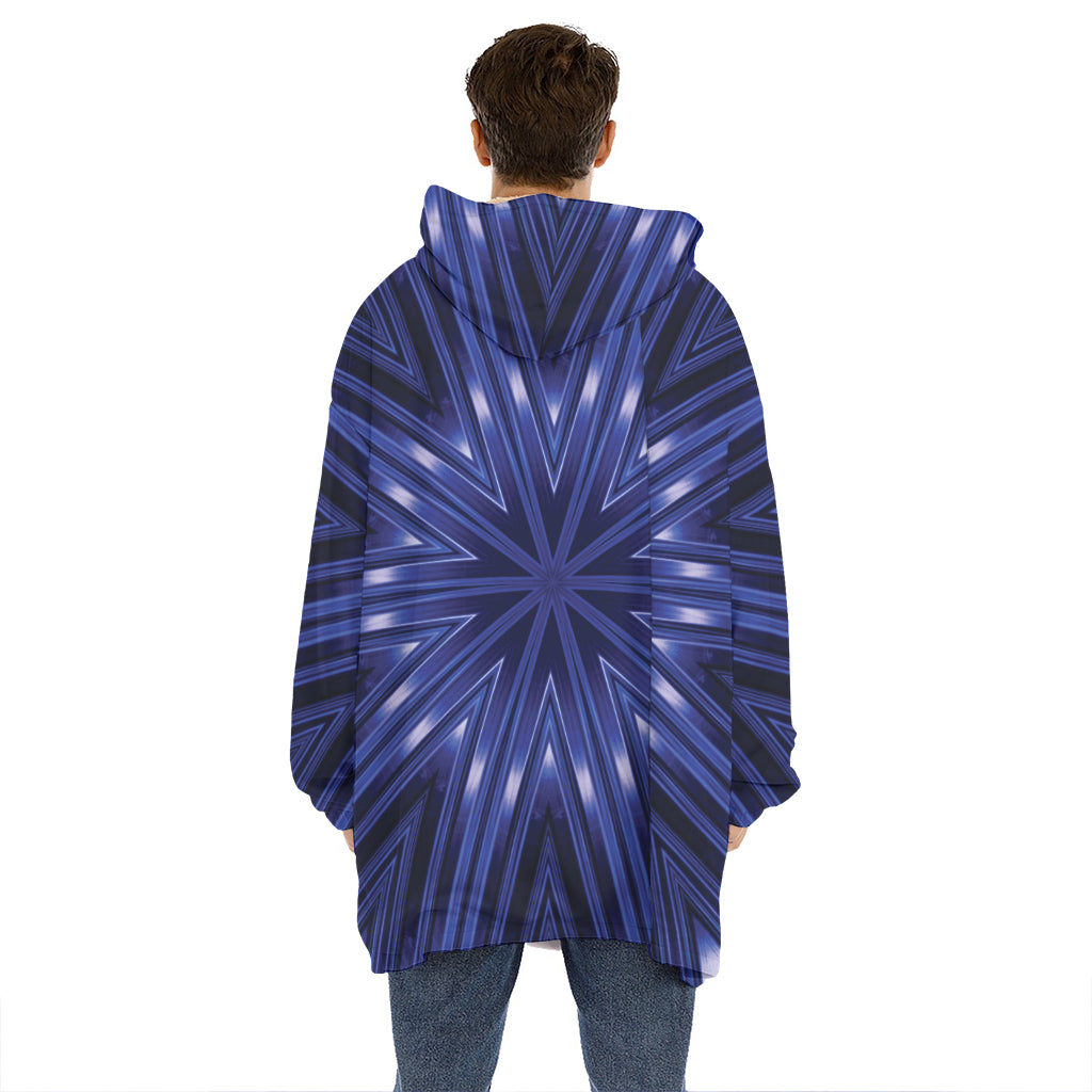 Blue Kaleidoscope Print Hoodie Blanket