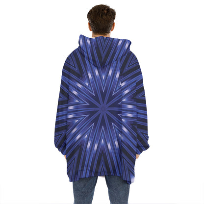 Blue Kaleidoscope Print Hoodie Blanket
