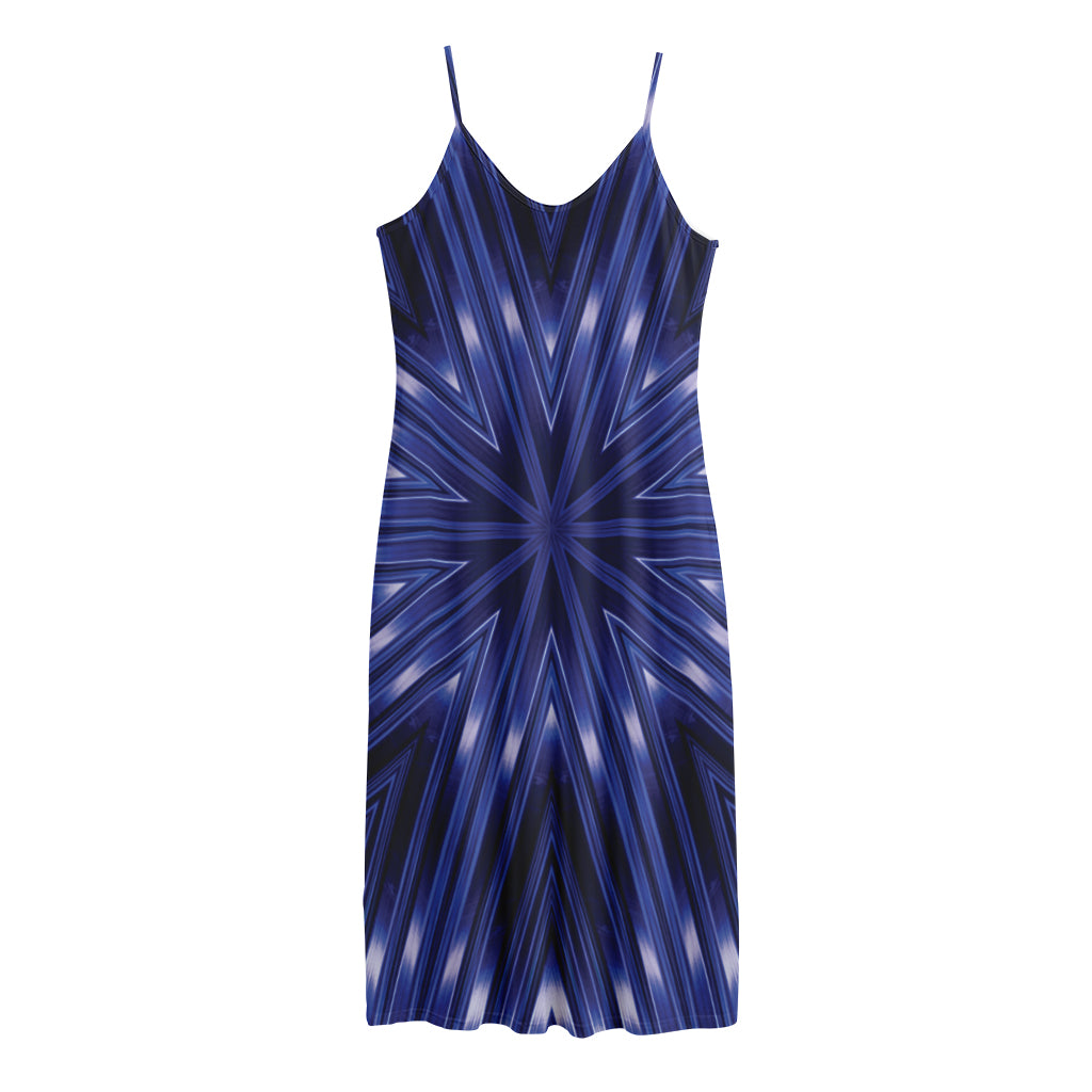 Blue Kaleidoscope Print Jersey Midi Cami Dress