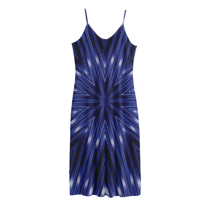 Blue Kaleidoscope Print Jersey Midi Cami Dress