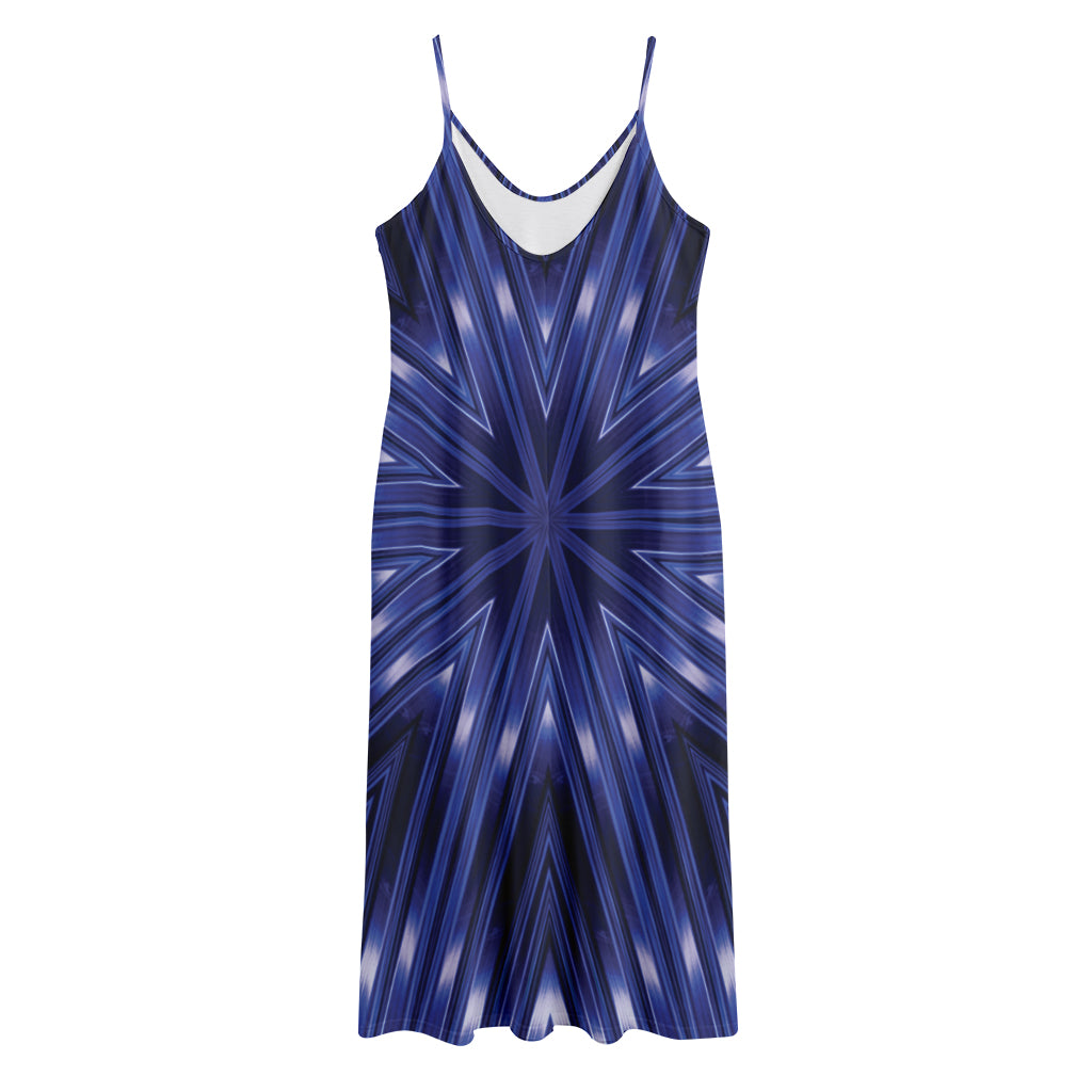 Blue Kaleidoscope Print Jersey Midi Cami Dress