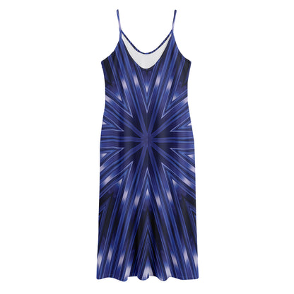 Blue Kaleidoscope Print Jersey Midi Cami Dress