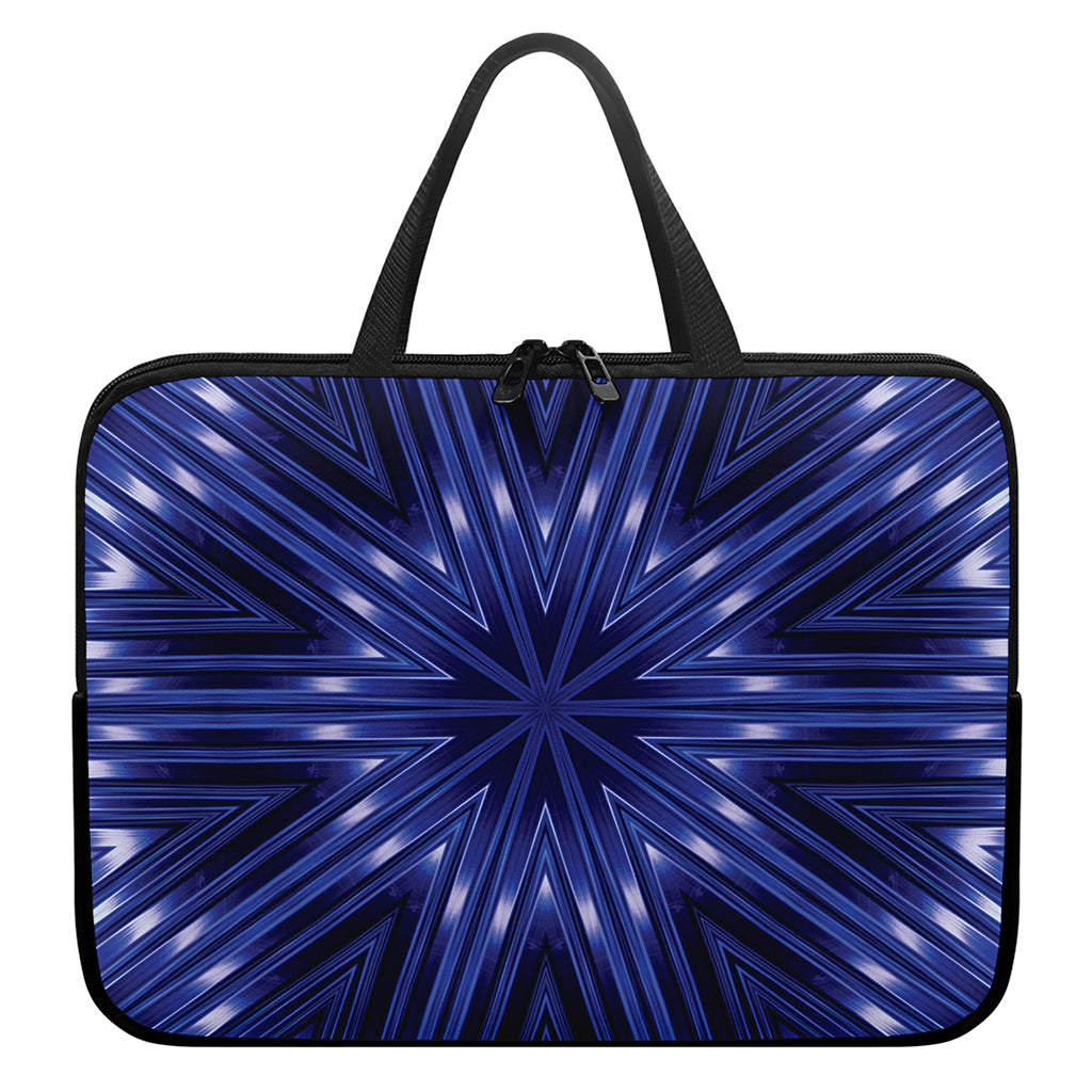 Blue Kaleidoscope Print Laptop Sleeve With Handle