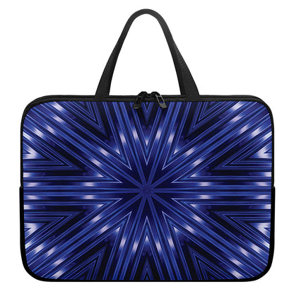 Blue Kaleidoscope Print Laptop Sleeve With Handle
