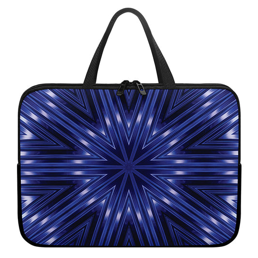 Blue Kaleidoscope Print Laptop Sleeve With Handle
