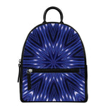 Blue Kaleidoscope Print Leather Backpack