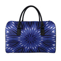 Blue Kaleidoscope Print Leather Duffel Bag