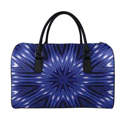 Blue Kaleidoscope Print Leather Duffle Bag