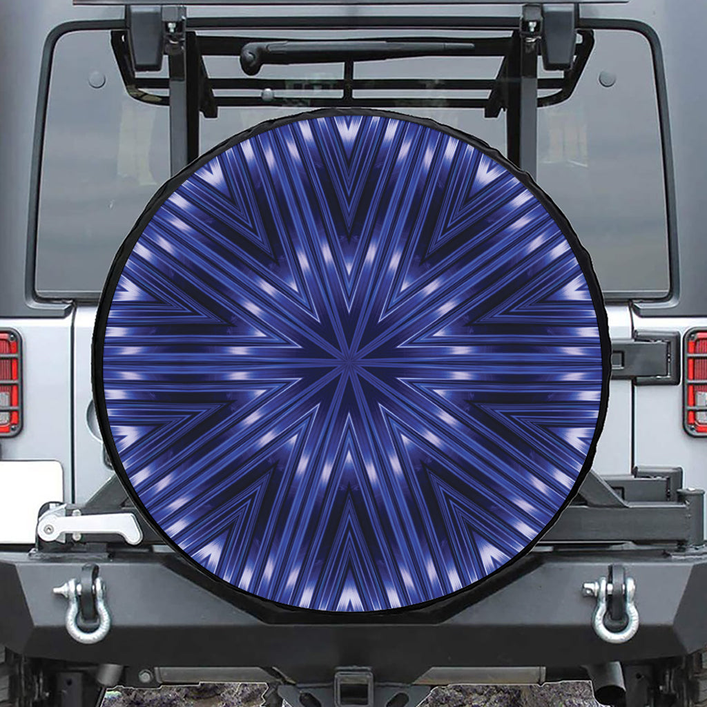 Blue Kaleidoscope Print Leather Spare Tire Cover