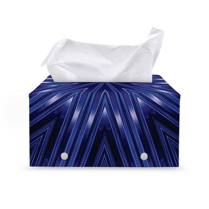 Blue Kaleidoscope Print Leather Tissue Box Cover
