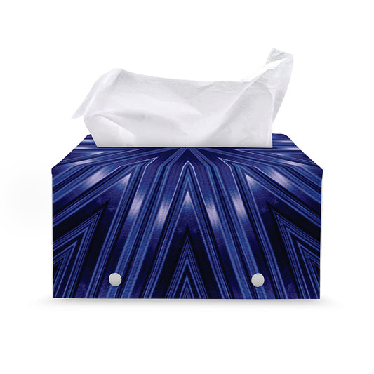 Blue Kaleidoscope Print Leather Tissue Box Cover