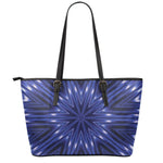 Blue Kaleidoscope Print Leather Tote Bag