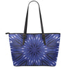 Blue Kaleidoscope Print Leather Tote Bag