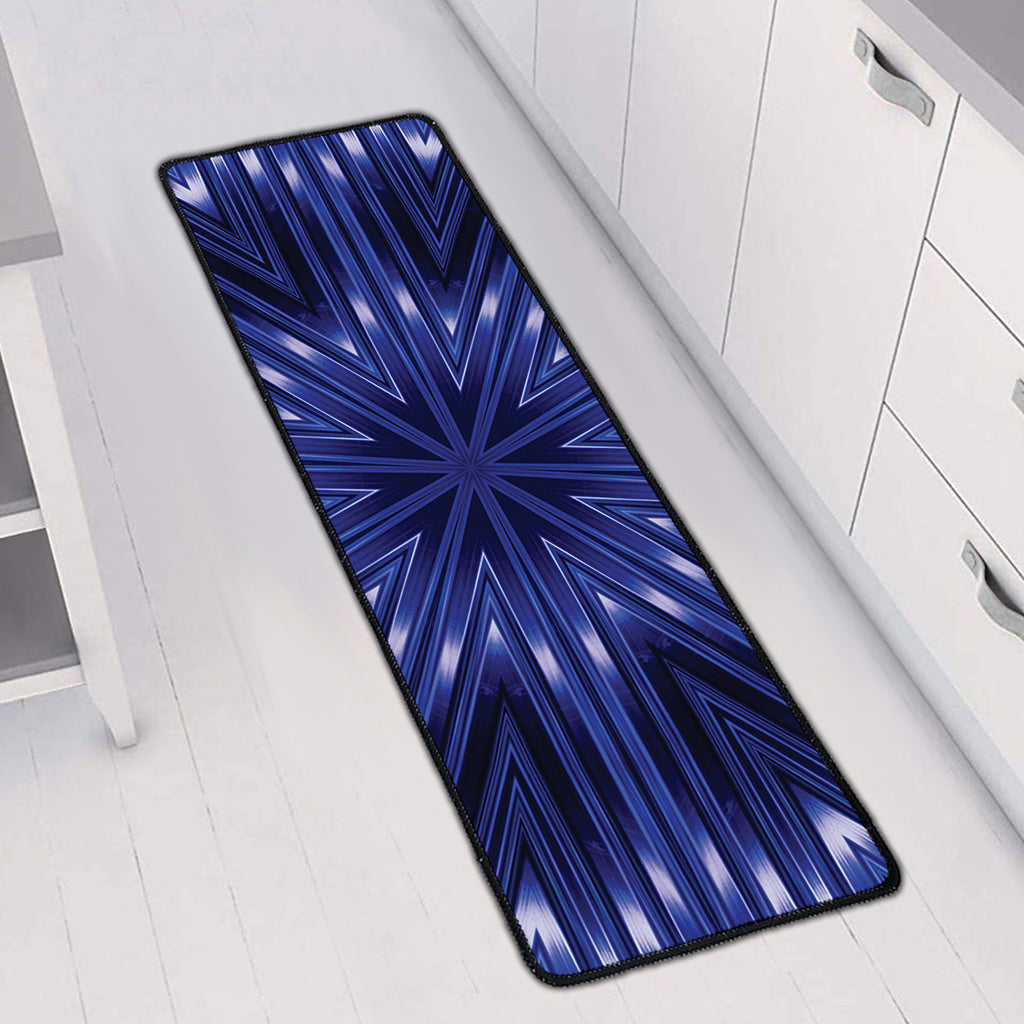 Blue Kaleidoscope Print Long Kitchen Mat