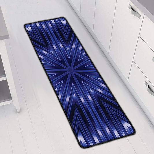 Blue Kaleidoscope Print Long Kitchen Mat