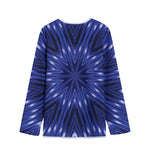 Blue Kaleidoscope Print Long Sleeve Short Coat