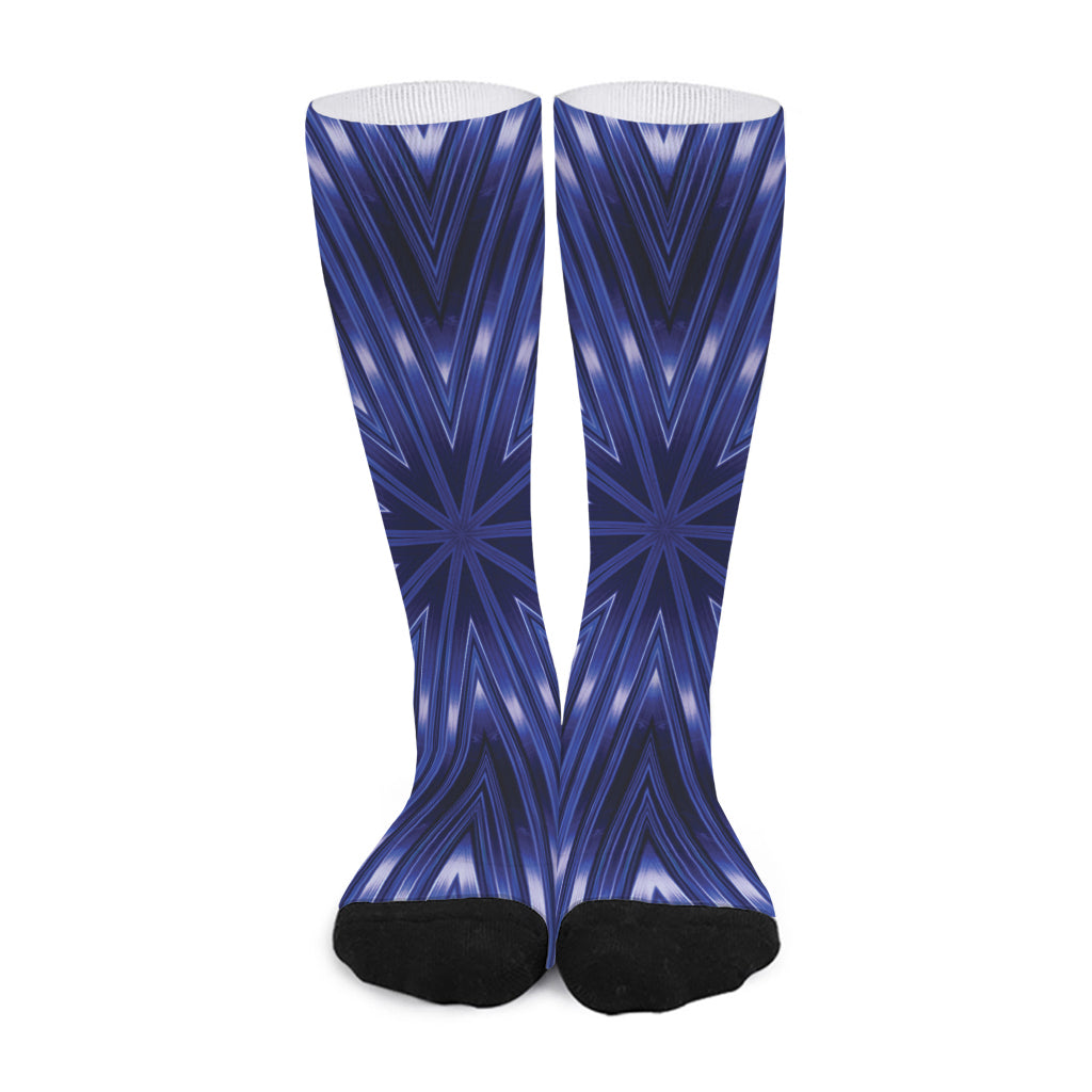 Blue Kaleidoscope Print Long Socks