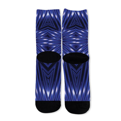 Blue Kaleidoscope Print Long Socks