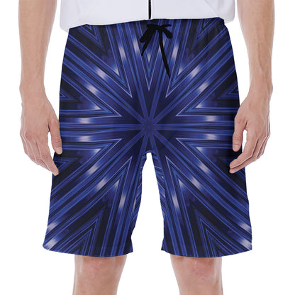 Blue Kaleidoscope Print Men's Beach Shorts