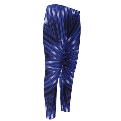 Blue Kaleidoscope Print Men's Compression Pants