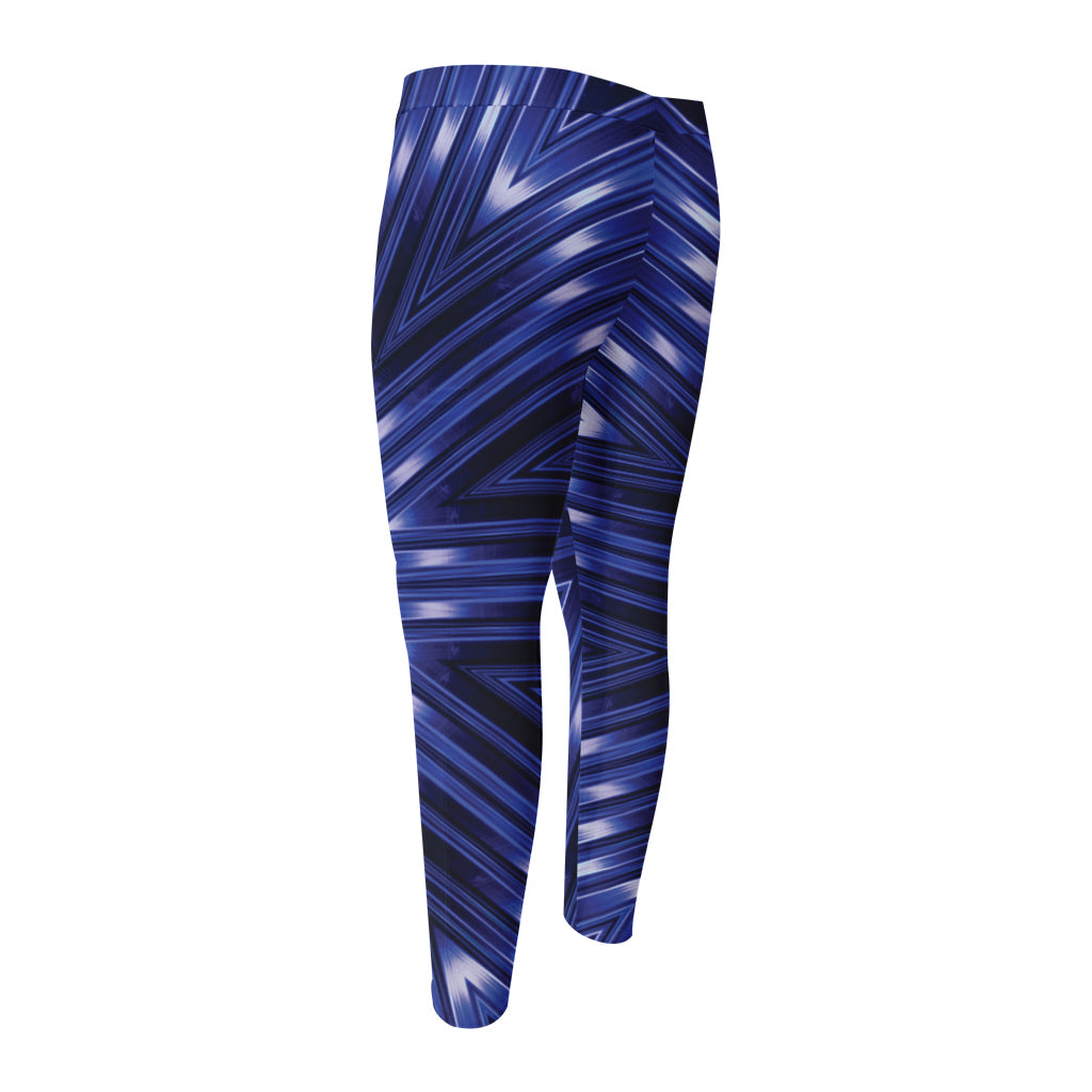 Blue Kaleidoscope Print Men's Compression Pants