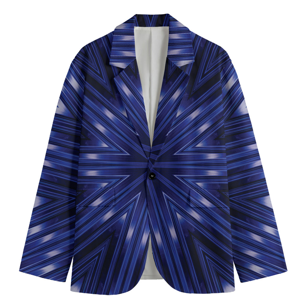 Blue Kaleidoscope Print Men's Cotton Blazer