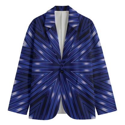 Blue Kaleidoscope Print Men's Cotton Blazer