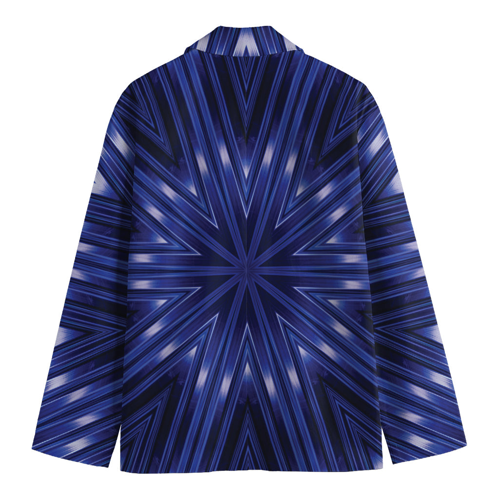 Blue Kaleidoscope Print Men's Cotton Blazer