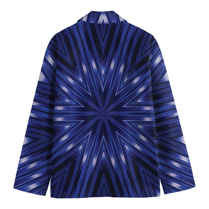 Blue Kaleidoscope Print Men's Cotton Blazer