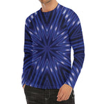 Blue Kaleidoscope Print Men's Long Sleeve Rash Guard