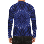 Blue Kaleidoscope Print Men's Long Sleeve Rash Guard