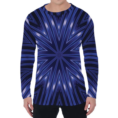 Blue Kaleidoscope Print Men's Long Sleeve T-Shirt