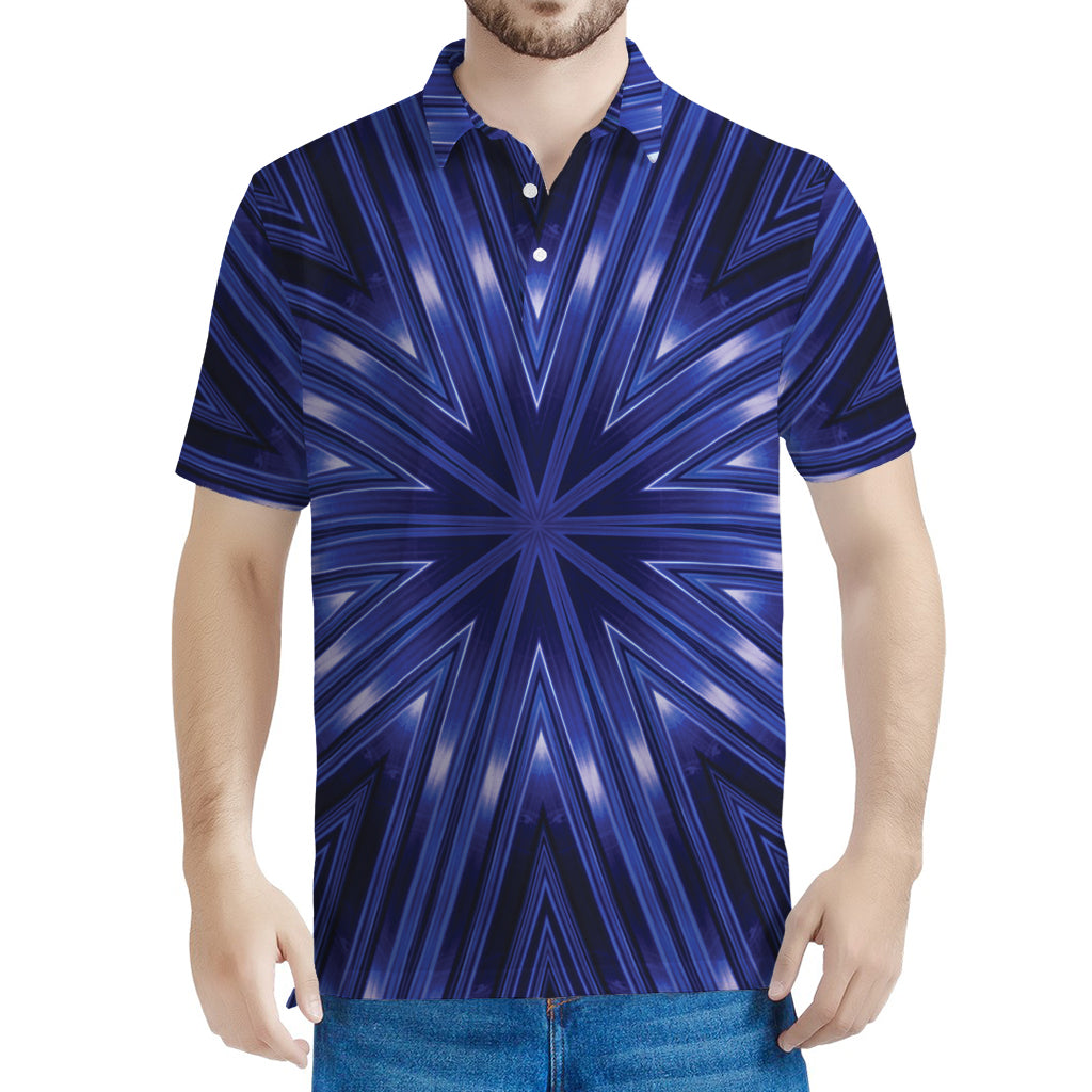 Blue Kaleidoscope Print Men's Polo Shirt