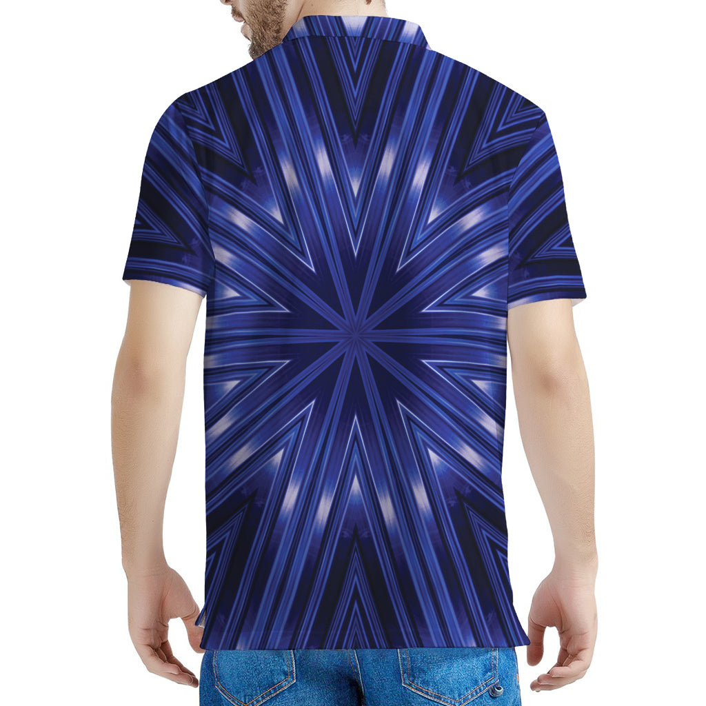 Blue Kaleidoscope Print Men's Polo Shirt