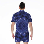 Blue Kaleidoscope Print Men's Rompers