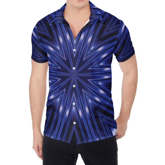 Blue Kaleidoscope Print Men's Shirt