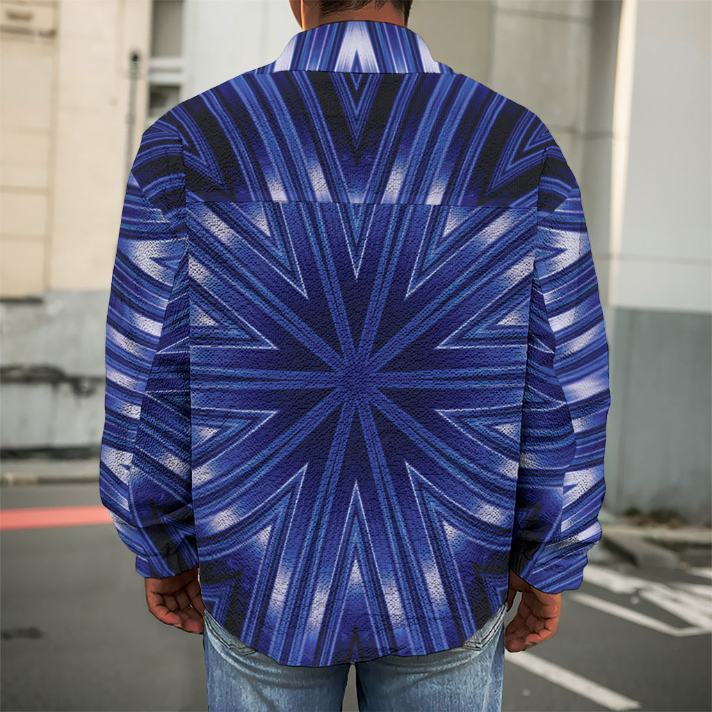 Blue Kaleidoscope Print Men's Shirt Jacket