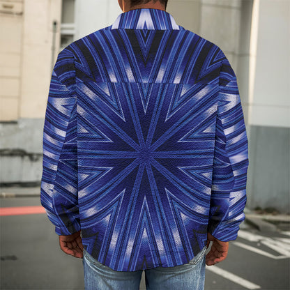 Blue Kaleidoscope Print Men's Shirt Jacket