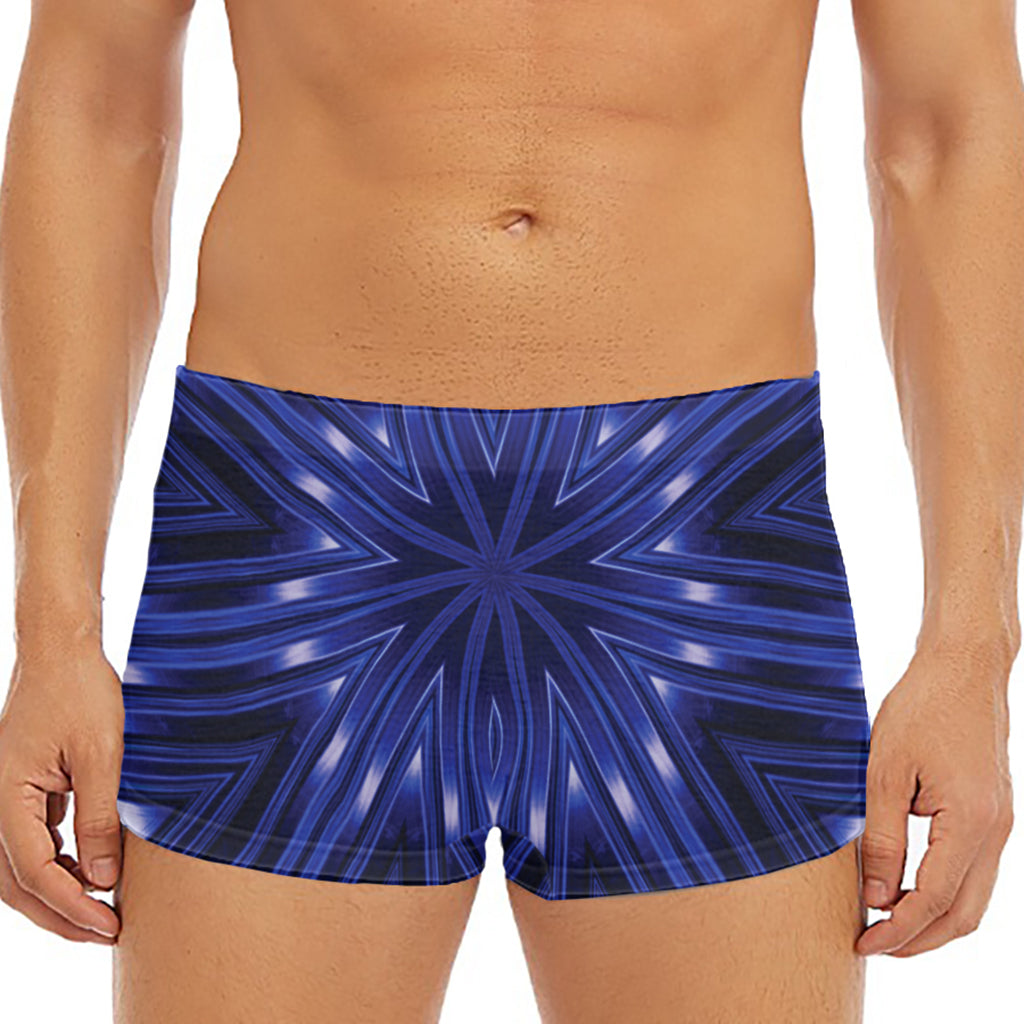 Blue Kaleidoscope Print Men's Short Boxer Briefs