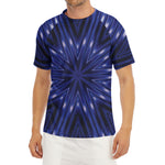Blue Kaleidoscope Print Men's Short Sleeve Rash Guard