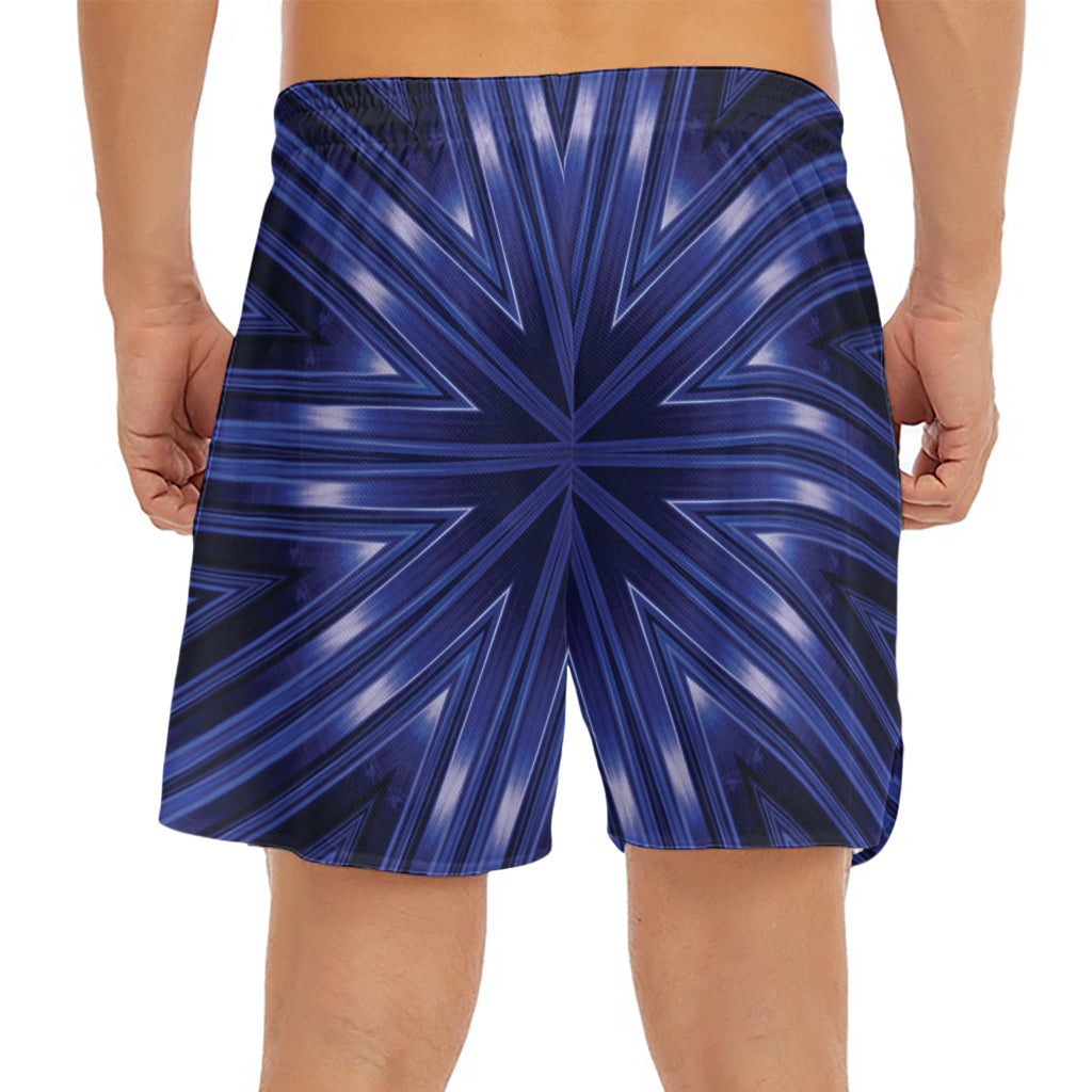 Blue Kaleidoscope Print Men's Split Running Shorts