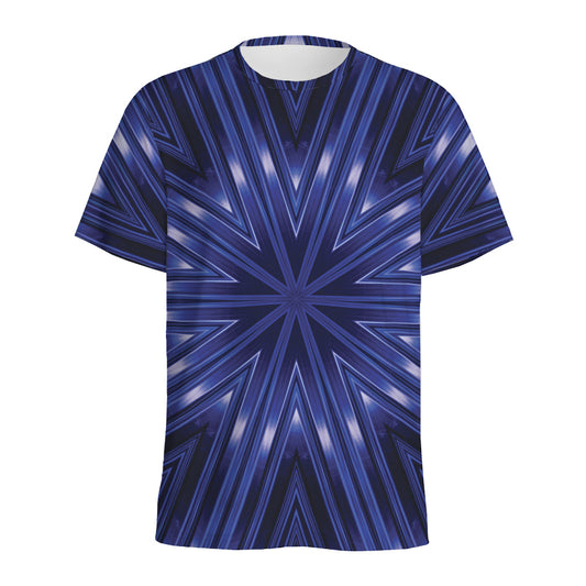 Blue Kaleidoscope Print Men's Sports T-Shirt