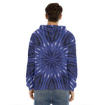 Blue Kaleidoscope Print Men's Velvet Pullover Hoodie